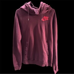 Nike Hooded Maroon Funnel Neck Sweatshirt Women’s Size XL